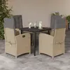 Image de vidaXL Ensemble à manger de jardin avec coussins 5pcs Beige poly rotin
