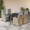 Image de vidaXL Ensemble à manger de jardin avec coussins 5pcs Beige poly rotin