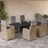 Image de vidaXL Ensemble à manger de jardin et coussins 7 pcs beige poly rotin