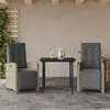 Image de vidaXL Ensemble de bistro 3 pcs et coussins gris clair résine tressée