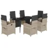 Image de vidaXL Ensemble à manger de jardin et coussins 7 pcs gris clair rotin