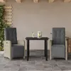 Image de vidaXL Ensemble de bistro 3 pcs et coussins gris clair résine tressée