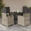 Image de vidaXL Ensemble à manger de jardin et coussins 5 pcs gris clair rotin