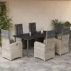 Image de vidaXL Ensemble à manger de jardin et coussins 7 pcs gris clair rotin