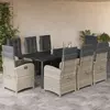 Image de vidaXL Ensemble à manger de jardin et coussins 9 pcs gris clair rotin