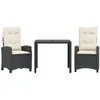 Image de vidaXL Ensemble à manger de jardin avec coussins 3 pcs Noir