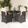 Image de vidaXL Ensemble à manger de jardin coussins 5pcs Noir Résine tressée