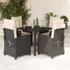 Image de vidaXL Ensemble à manger de jardin coussins 5pcs Noir Résine tressée