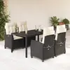 Image de vidaXL Ensemble à manger de jardin coussins 5pcs Noir Résine tressée