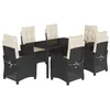 Image de vidaXL Ensemble à manger de jardin coussins 7pcs Noir Résine tressée