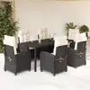 Image de vidaXL Ensemble à manger de jardin coussins 7pcs Noir Résine tressée