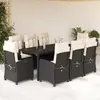Image de vidaXL Ensemble à manger de jardin 9pcs coussins noir résine tressée