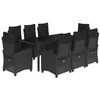 Image de vidaXL Ensemble à manger de jardin 9pcs coussins noir résine tressée