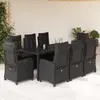 Image de vidaXL Ensemble à manger de jardin 9pcs coussins noir résine tressée