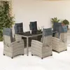 Image de vidaXL Ensemble à manger de jardin et coussins 7 pcs gris rotin