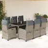 Image de vidaXL Ensemble à manger de jardin 9 pcs coussins gris résine tressée