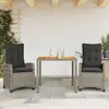 Image de vidaXL Ensemble à manger de jardin 3 pcs coussins gris résine tressée