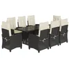Image de vidaXL Ensemble à manger de jardin 9pcs coussins noir résine tressée