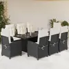 Image de vidaXL Ensemble à manger de jardin 9pcs coussins noir résine tressée