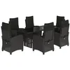 Image de vidaXL Ensemble à manger de jardin coussins 7pcs Noir Résine tressée