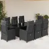 Image de vidaXL Ensemble à manger de jardin 9pcs coussins noir résine tressée