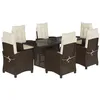 Image de vidaXL Ensemble à manger de jardin et coussins 7 pcs marron rotin