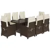 Image de vidaXL Ensemble à manger de jardin et coussins 9 pcs marron poly rotin