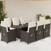 Image de vidaXL Ensemble à manger de jardin et coussins 9 pcs marron poly rotin