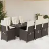 Image de vidaXL Ensemble à manger de jardin et coussins 9 pcs marron poly rotin