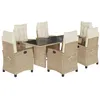 Image de vidaXL Ensemble à manger de jardin et coussins 7 pcs beige poly rotin