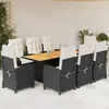 Image de vidaXL Ensemble à manger de jardin 9pcs coussins noir résine tressée
