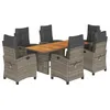 Image de vidaXL Ensemble à manger de jardin et coussins 7 pcs gris rotin