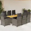 Image de vidaXL Ensemble à manger de jardin 9 pcs coussins gris résine tressée