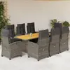 Image de vidaXL Ensemble à manger de jardin 9 pcs coussins gris résine tressée