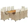 Image de vidaXL Ensemble à manger de jardin et coussins 9 pcs beige Poly rotin