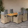 Image de vidaXL Ensemble à manger de jardin coussins 7 pcs mélange beige rotin