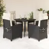Image de vidaXL Ensemble à manger de jardin coussins 5pcs Noir Résine tressée