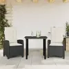 Image de vidaXL Ensemble à manger de jardin avec coussins 3 pcs Noir