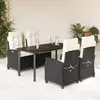 Image de vidaXL Ensemble à manger de jardin coussins 5pcs Noir Résine tressée