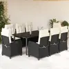 Image de vidaXL Ensemble à manger de jardin 9pcs coussins noir résine tressée