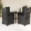Image de vidaXL Ensemble à manger de jardin coussins 5pcs Noir Résine tressée