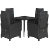Image de vidaXL Ensemble à manger de jardin coussins 5pcs Noir Résine tressée