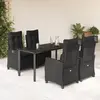Image de vidaXL Ensemble à manger de jardin coussins 5pcs Noir Résine tressée