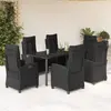 Image de vidaXL Ensemble à manger de jardin coussins 7pcs Noir Résine tressée