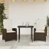 Image de vidaXL Ensemble à manger de jardin 3 pcs et coussins marron poly rotin