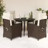 Image de vidaXL Ensemble à manger de jardin 5 pcs et coussins marron poly rotin