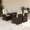 Image de vidaXL Ensemble à manger de jardin 5 pcs et coussins marron poly rotin