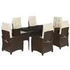 Image de vidaXL Ensemble à manger de jardin et coussins 7 pcs marron rotin