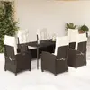 Image de vidaXL Ensemble à manger de jardin et coussins 7 pcs marron rotin