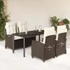 Image de vidaXL Ensemble à manger de jardin 5 pcs et coussins marron poly rotin